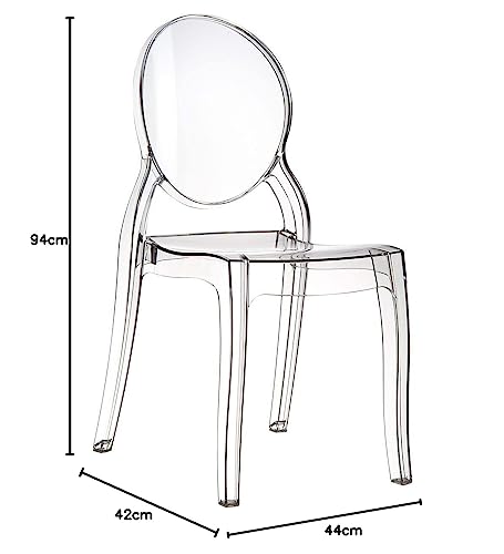 Fashion Commerce FC4695 4er Set Stühle, Polycarbonat, Transparent, 94x44x42cm, 4 Stück, Farblos