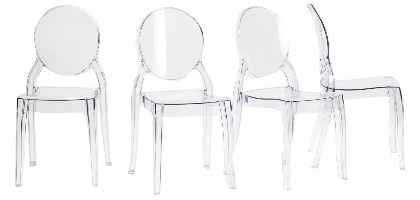 Fashion Commerce FC4695 4er Set Stühle, Polycarbonat, Transparent, 94x44x42cm, 4 Stück, Farblos