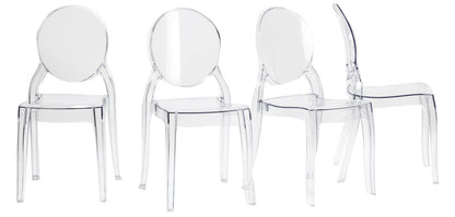 Fashion Commerce FC4695 4er Set Stühle, Polycarbonat, Transparent, 94x44x42cm, 4 Stück, Farblos