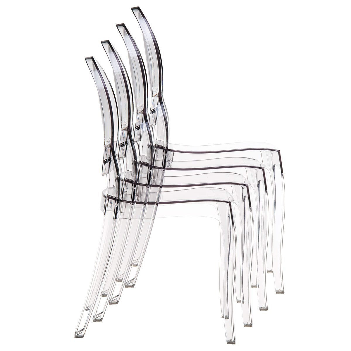 Fashion Commerce FC4695 4er Set Stühle, Polycarbonat, Transparent, 94x44x42cm, 4 Stück, Farblos
